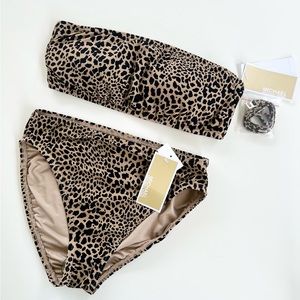 🔥 Closet Clearout!🔥 Michael Kors Khaki Cheetah Print Bandeau Bikini